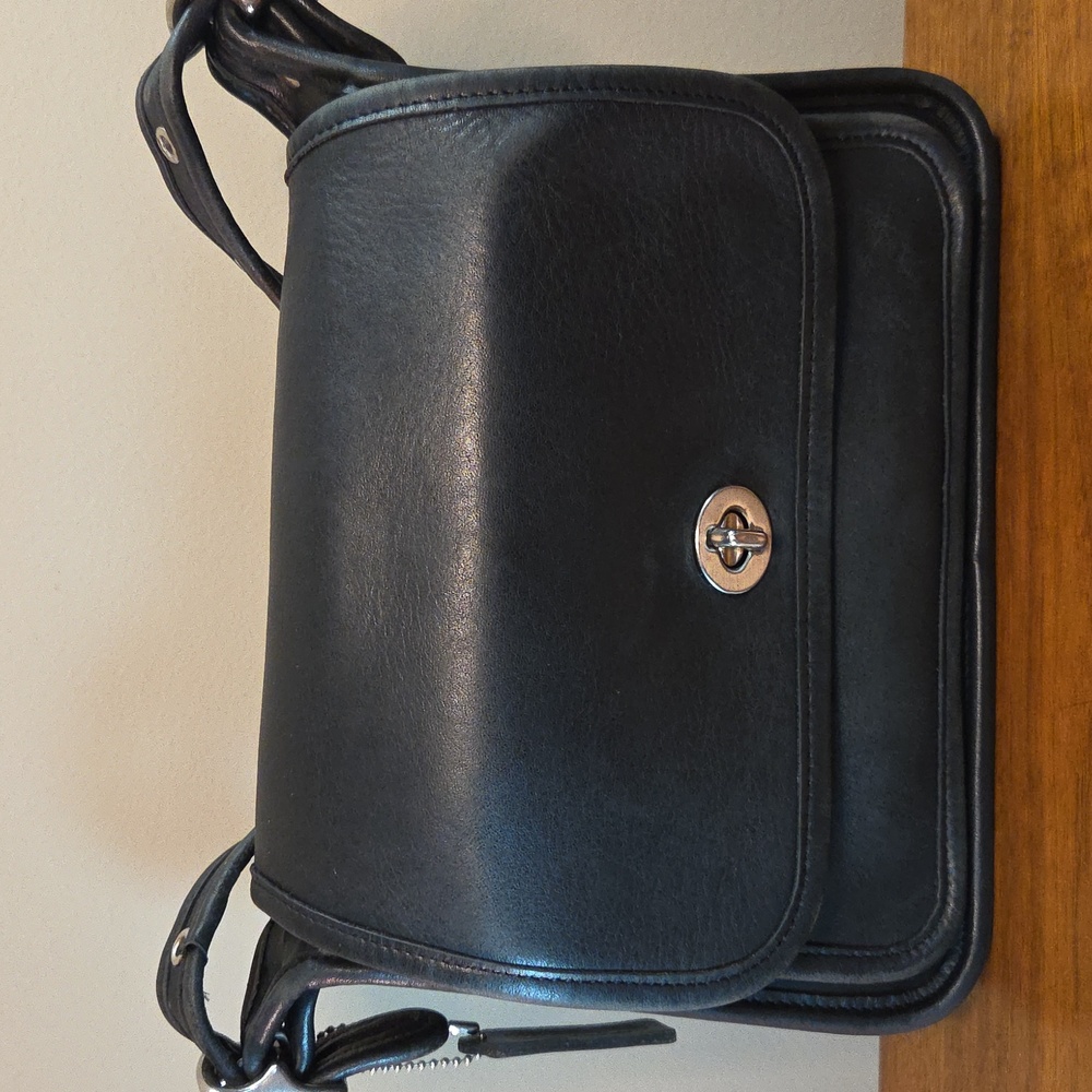 Coach Rambler's Legacy 9067 Leather Shoulder Crossbody Bag Purse Black Vintage